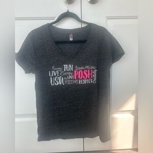 Posh Heather Black Fitted V Neck Tee NWOT